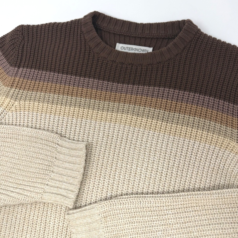 Outerknown Womens Small Brown Ombre Shaker Knit Cotton Blend Sweater